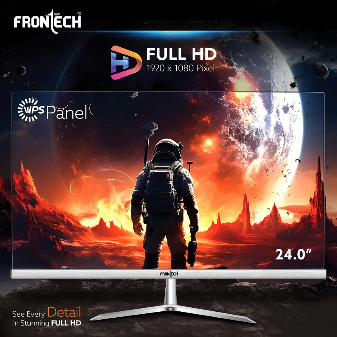 Frontech 24 inch LED Monitor | 100Hz | 1920x1080 | Wall Mountable | Frameless | HDMI & VGA | 12ms Response Time | Built-in Speakers | IPS Panel | Ultima Series | 3 Years Warranty - Image 3