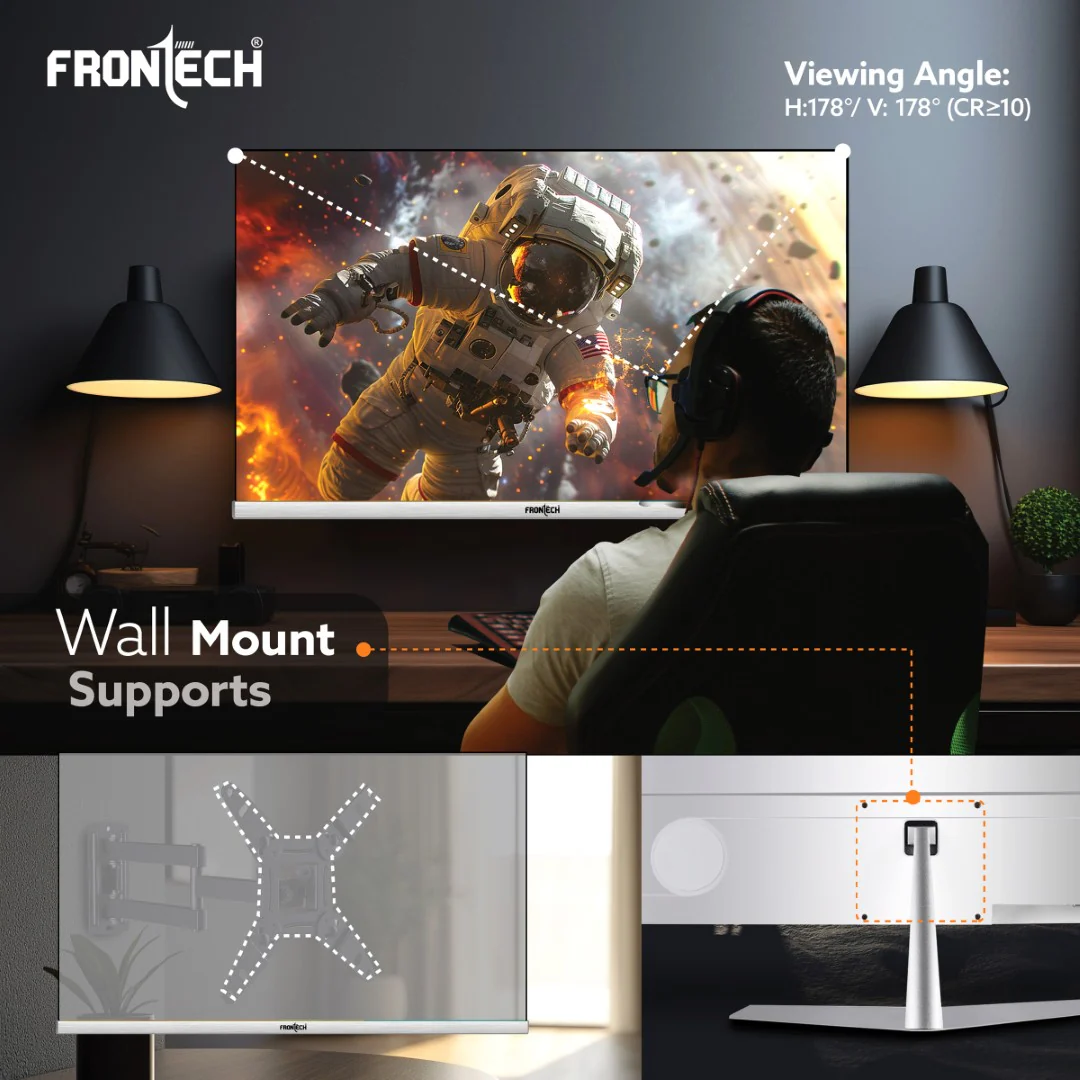 Frontech 24 inch LED Monitor | 100Hz | 1920x1080 | Wall Mountable | Frameless | HDMI & VGA | 12ms Response Time | Built-in Speakers | IPS Panel | Ultima Series | 3 Years Warranty - Image 4