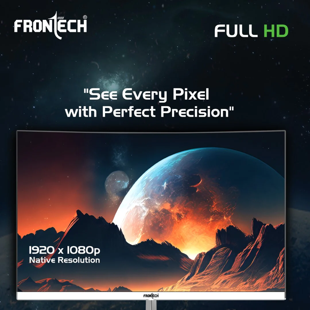 Frontech 27 inch Curved LED Monitor | 75Hz | 1920x1080 | Wall Mountable | Frameless | HDMI & VGA | 12ms Response Time | Built-in Speakers | Ultima Series | 3 Years Warranty - Image 5