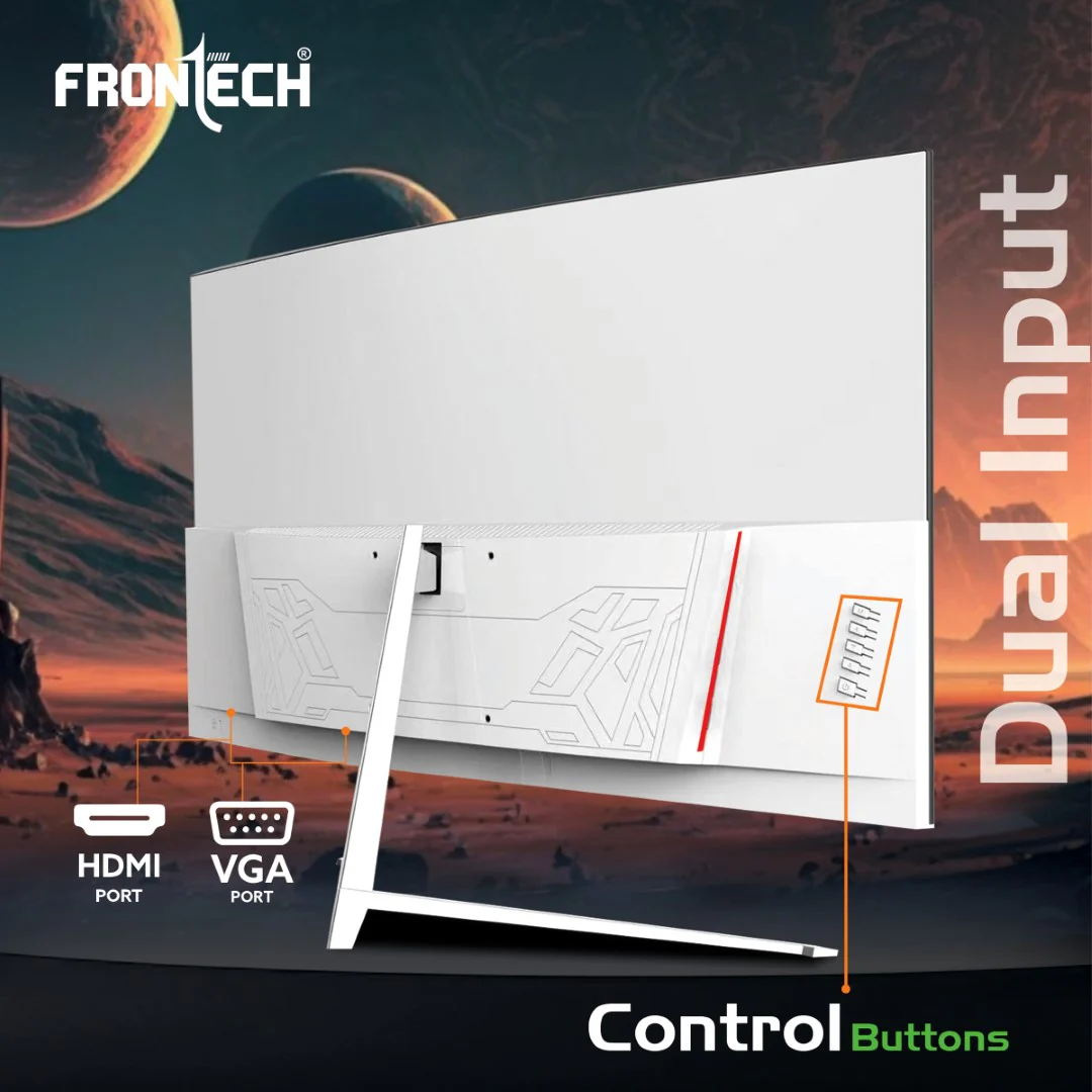 Frontech 27 inch Curved LED Monitor | 75Hz | 1920x1080 | Wall Mountable | Frameless | HDMI & VGA | 12ms Response Time | Built-in Speakers | Ultima Series | 3 Years Warranty - Image 6