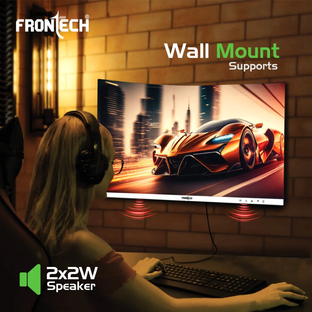 Frontech 27 inch Curved LED Monitor | 75Hz | 1920x1080 | Wall Mountable | Frameless | HDMI & VGA | 12ms Response Time | Built-in Speakers | Ultima Series | 3 Years Warranty - Image 7