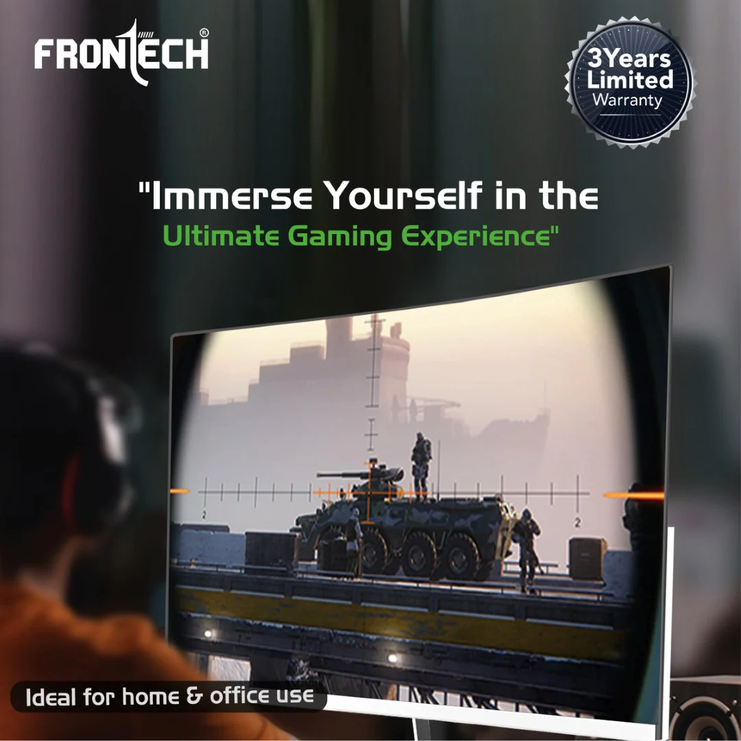 Frontech 27 inch Curved LED Monitor | 75Hz | 1920x1080 | Wall Mountable | Frameless | HDMI & VGA | 12ms Response Time | Built-in Speakers | Ultima Series | 3 Years Warranty - Image 9