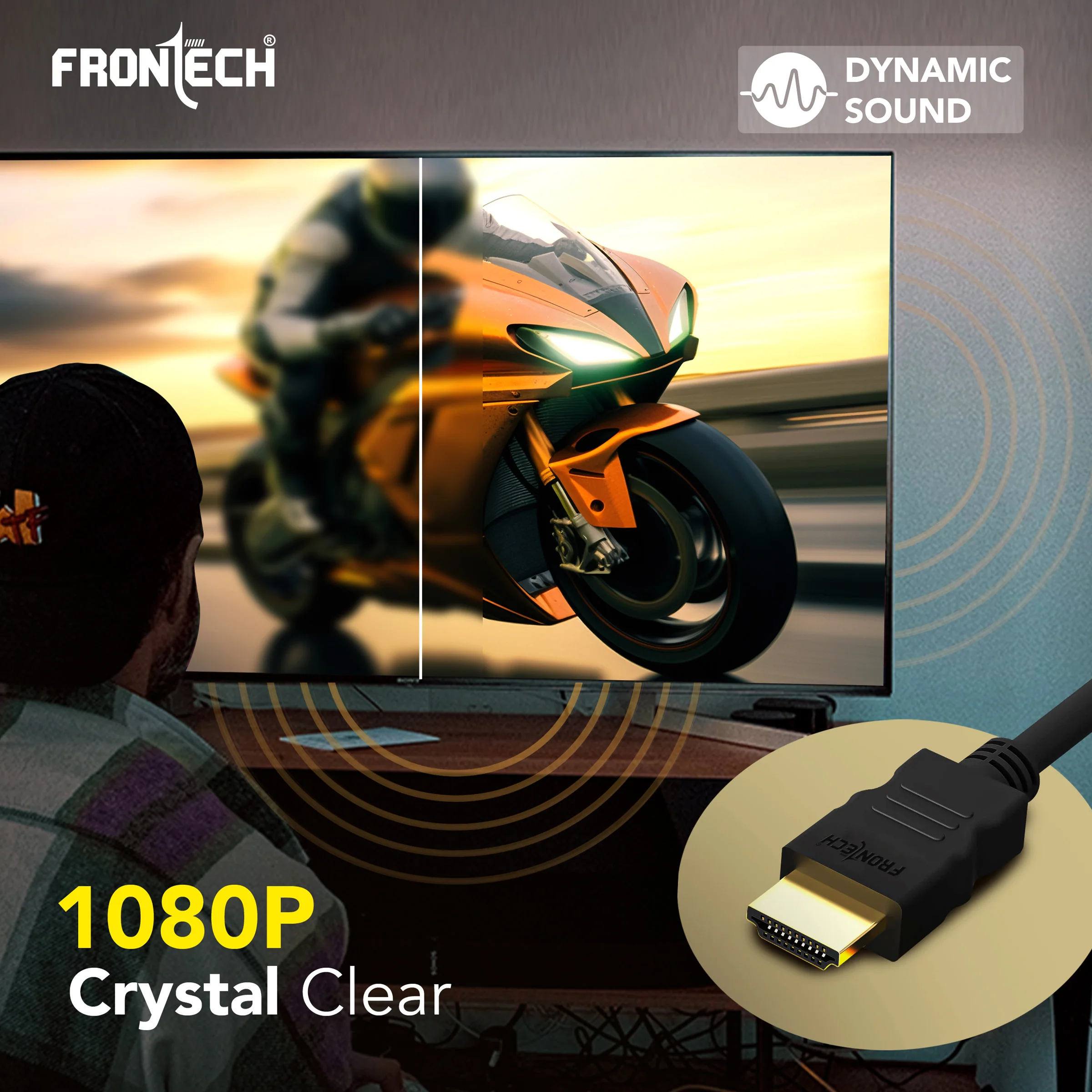 Frontech 1.5M 4K Ultra HD High-Speed HDMI Cable | CCS Core, Dynamic Sound, Gold-Plated Connectors | TV, Monitor, Laptop, PS5/Xbox Compatible | NC-0018 - Image 4