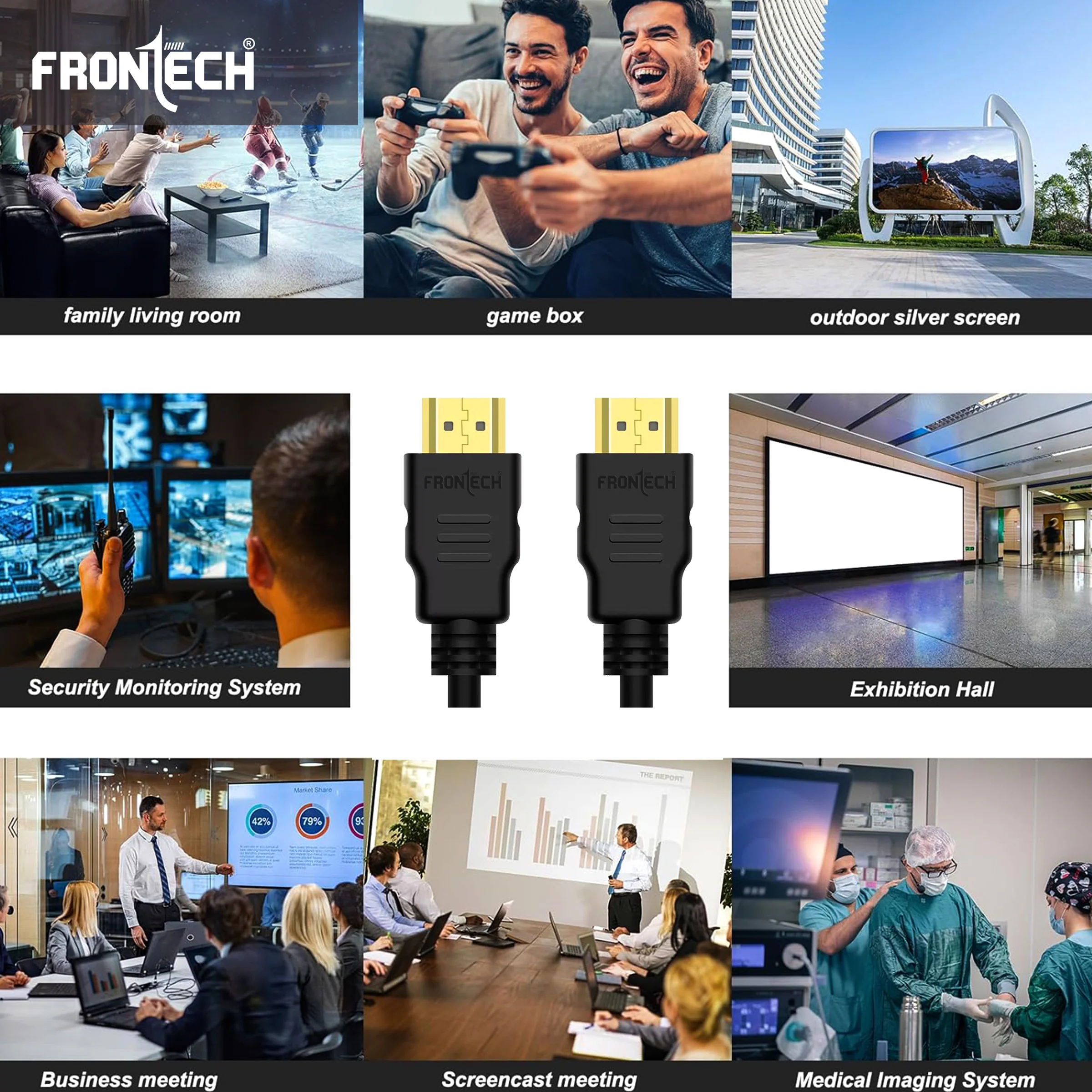 Frontech 1.5M 4K Ultra HD High-Speed HDMI Cable | CCS Core, Dynamic Sound, Gold-Plated Connectors | TV, Monitor, Laptop, PS5/Xbox Compatible | NC-0018 - Image 6