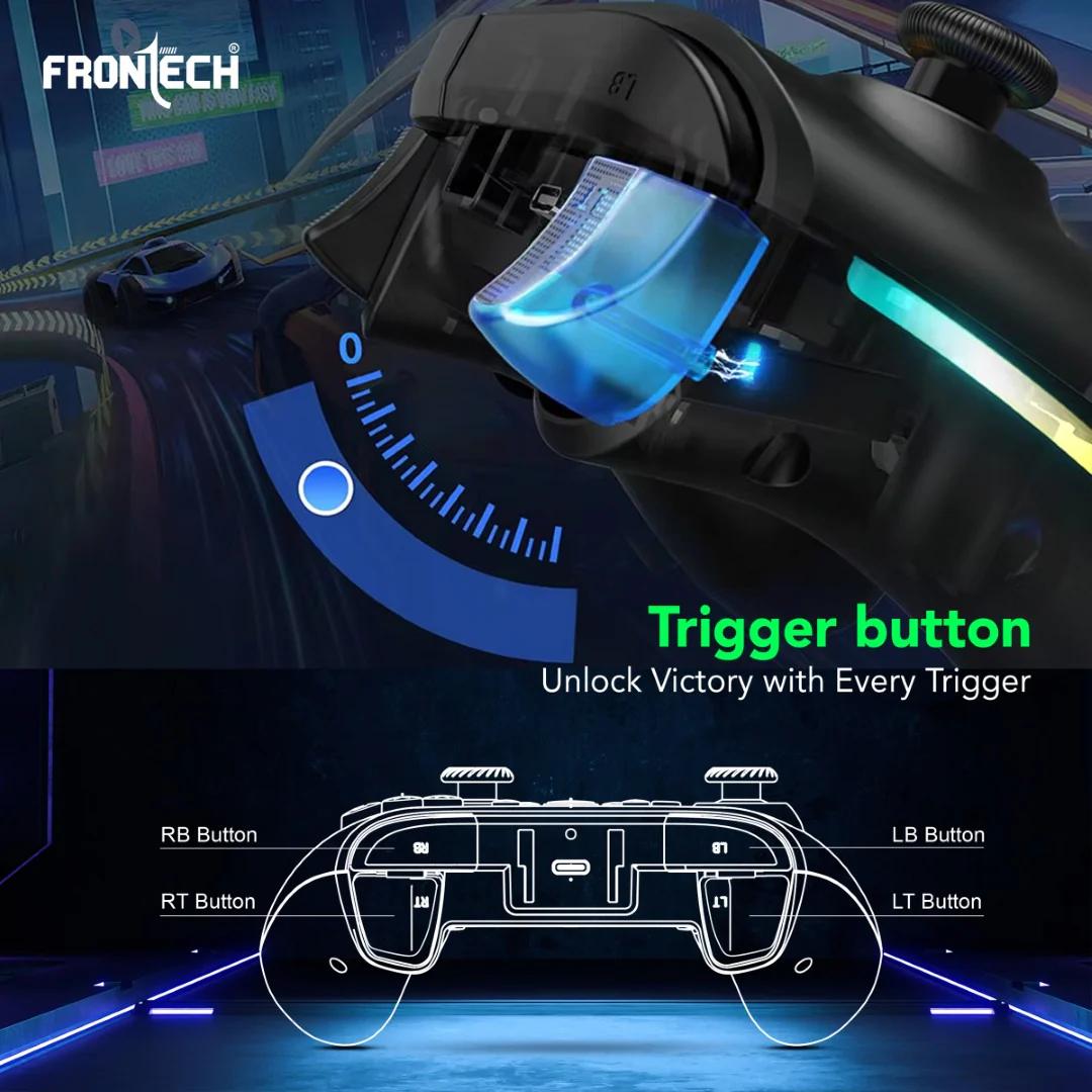 Frontech Fire Pro Wireless Gaming Pad | 2.4GHz, Dual Vibration, RGB | PS3/PC/Android TV (GP-0002) - Image 6