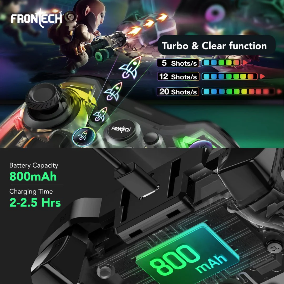 Frontech Fire Pro Wireless Gaming Pad | 2.4GHz, Dual Vibration, RGB | PS3/PC/Android TV (GP-0002) - Image 8