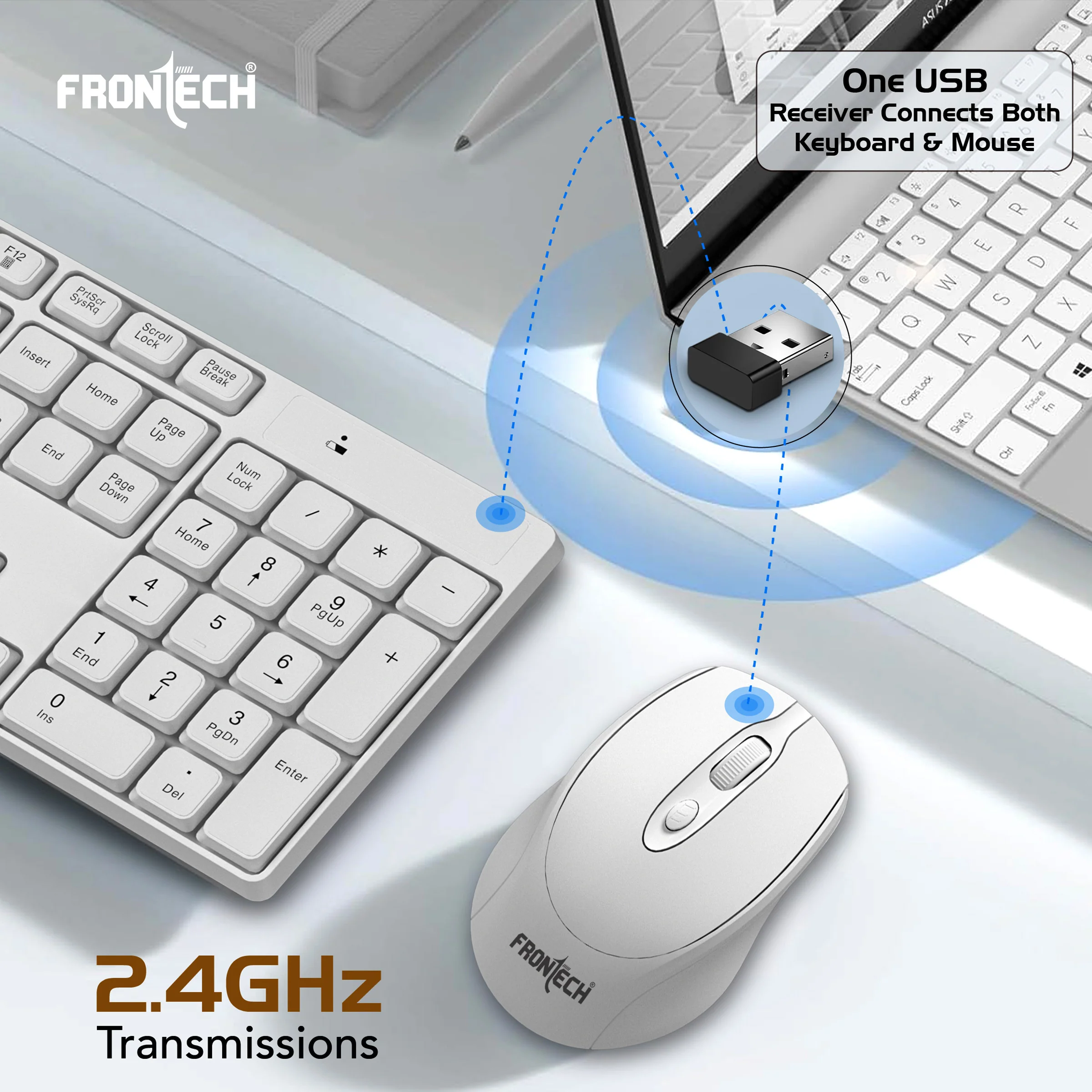 Frontech Wireless Keyboard & Mouse Combo|104 Key Layout|2.4Ghz|1600 DPI|4 button wireless mouse|1 Year Warranty - Image 5