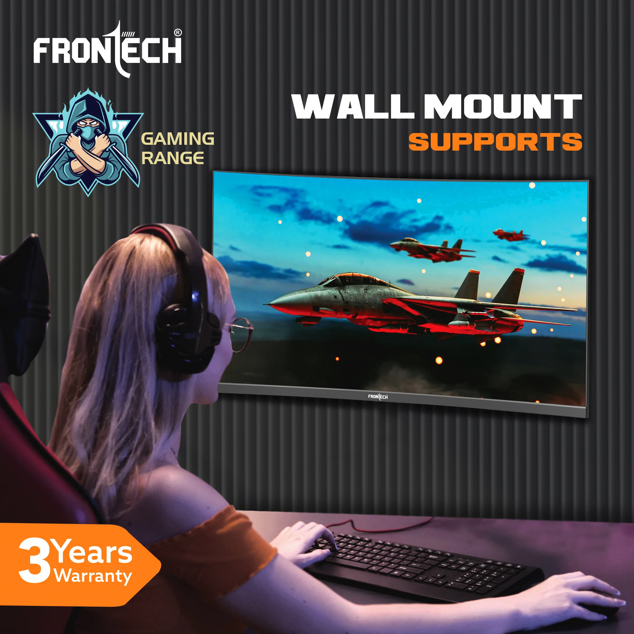 Frontech 27 inch Curved Gaming Monitor | 120Hz | 1920x1080 | RGB | Wall Mountable | HDMI & VGA | 1ms Response Time | Built-in Speakers | 3 Years Warranty - Image 6