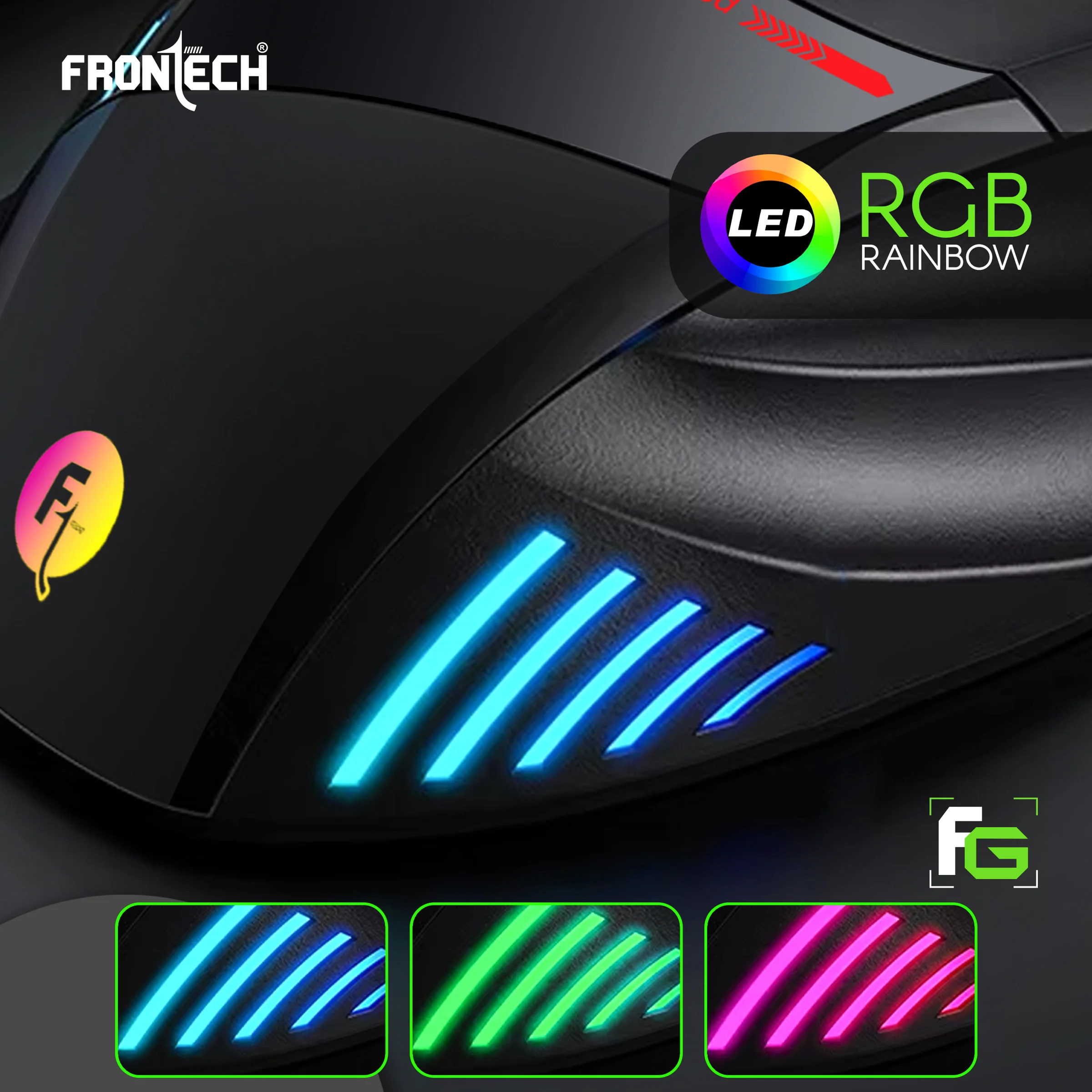 Frontech Wired RGB Gaming Mouse|USB Plug & Play|1.5m Braided Cable|7200 DPI|7 Buttons Mouse| Ergonomic Design|1 Year Warranty - Image 8