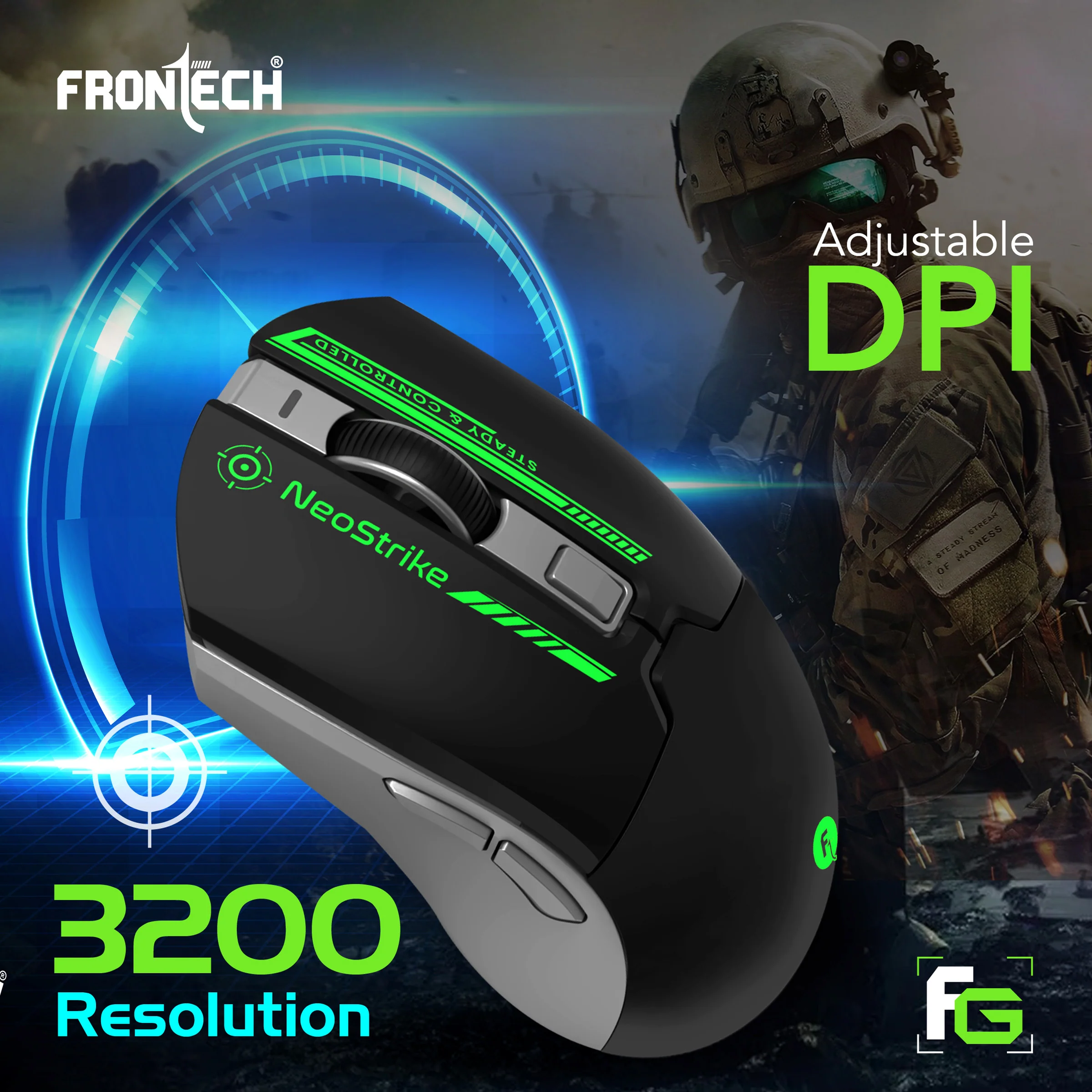 Frontech Wireless Bluetooth RGB Gaming Mouse|2.4Ghz|3200 DPI|500mAh Rechargeable Battery|6 Button Mouse| Ergonomic Design|1 Year Warranty - Image 5