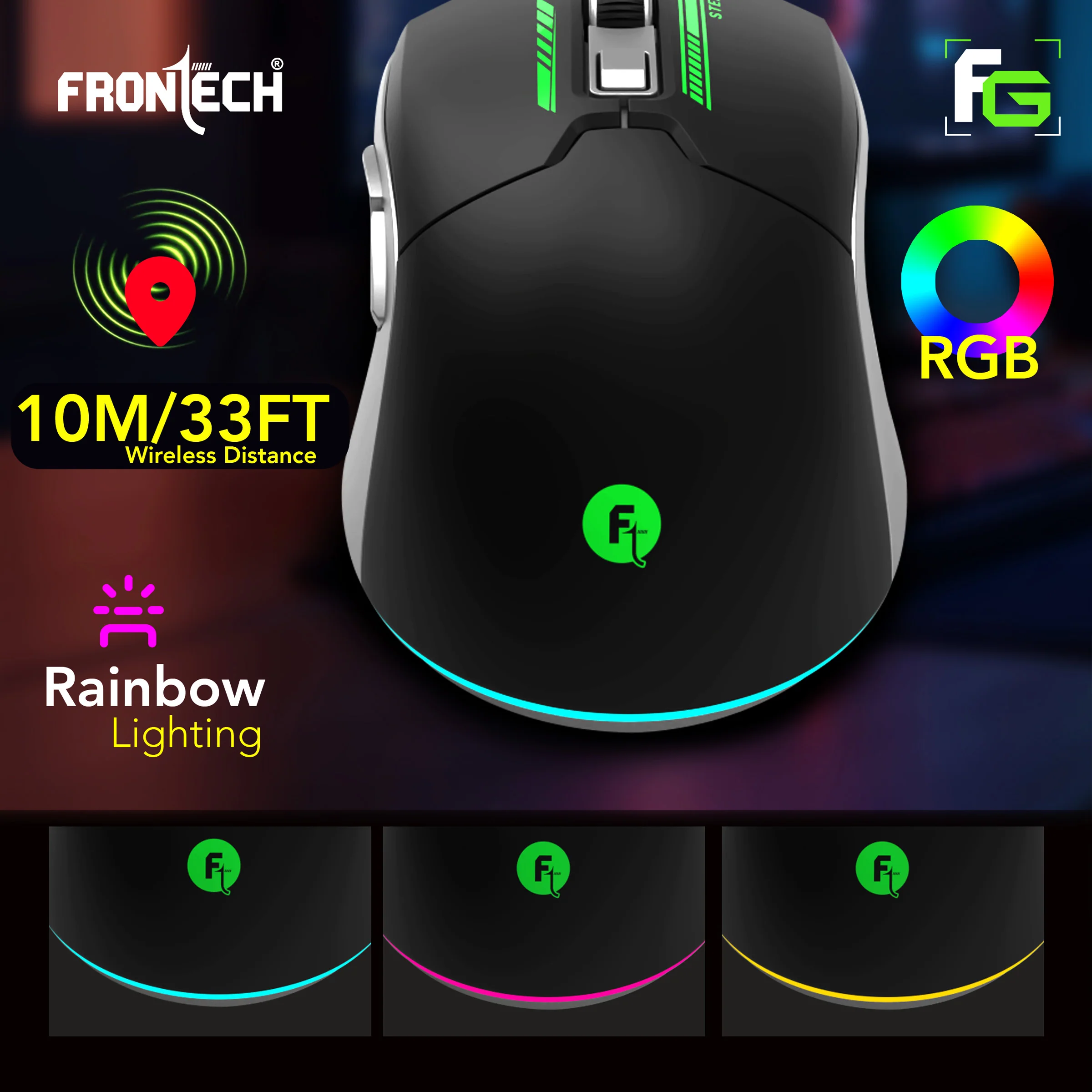 Frontech Wireless Bluetooth RGB Gaming Mouse|2.4Ghz|3200 DPI|500mAh Rechargeable Battery|6 Button Mouse| Ergonomic Design|1 Year Warranty - Image 7