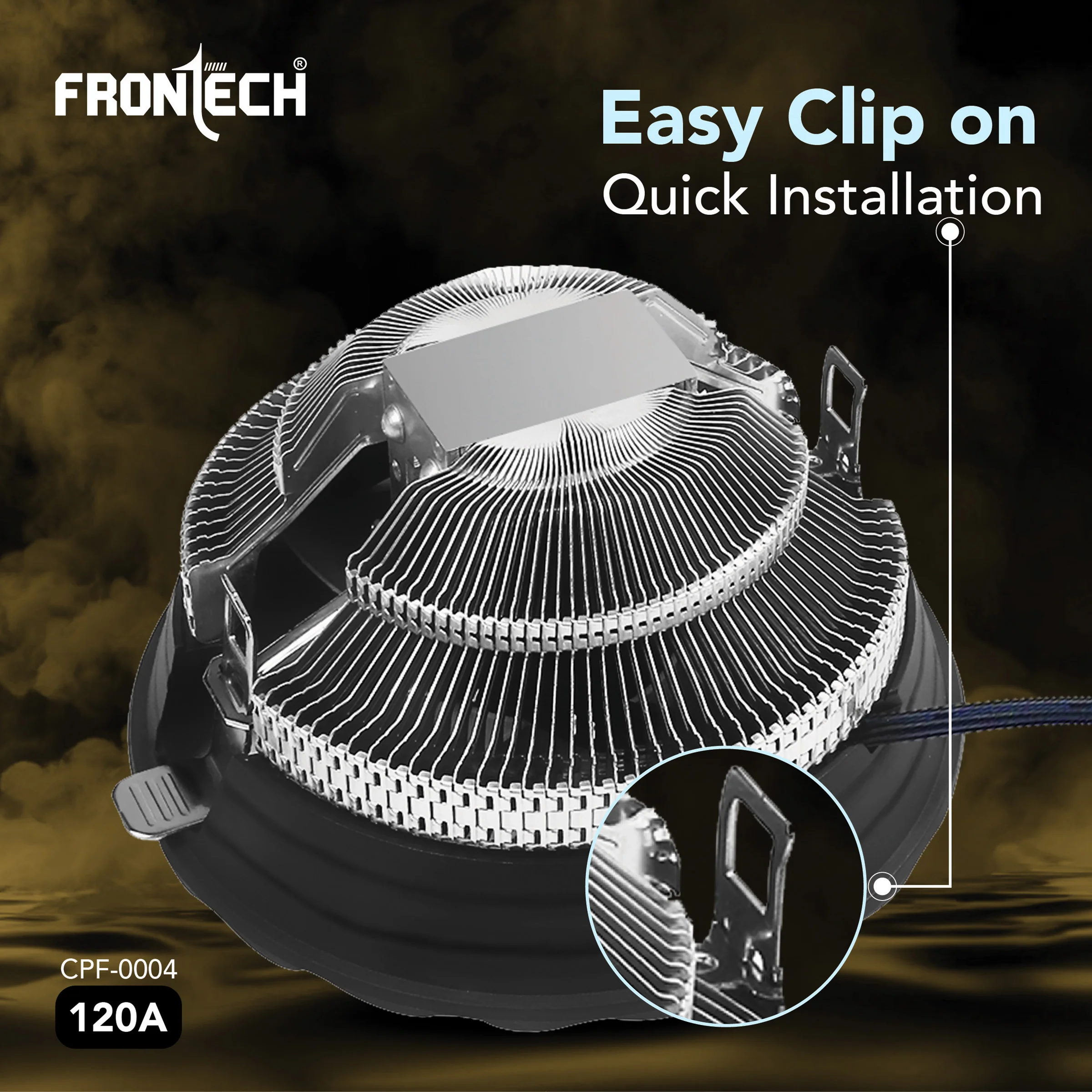 Frontech RGB CPU Cooler with Heatsink, 120mm Silent Fan, 1500 RPM, Hydraulic Bearing, 3-Pin 12V Connector, Supports Intel LGA 1700/1200/115x & AMD AM5/AM4 Sockets – (CPF-0004) - Image 5