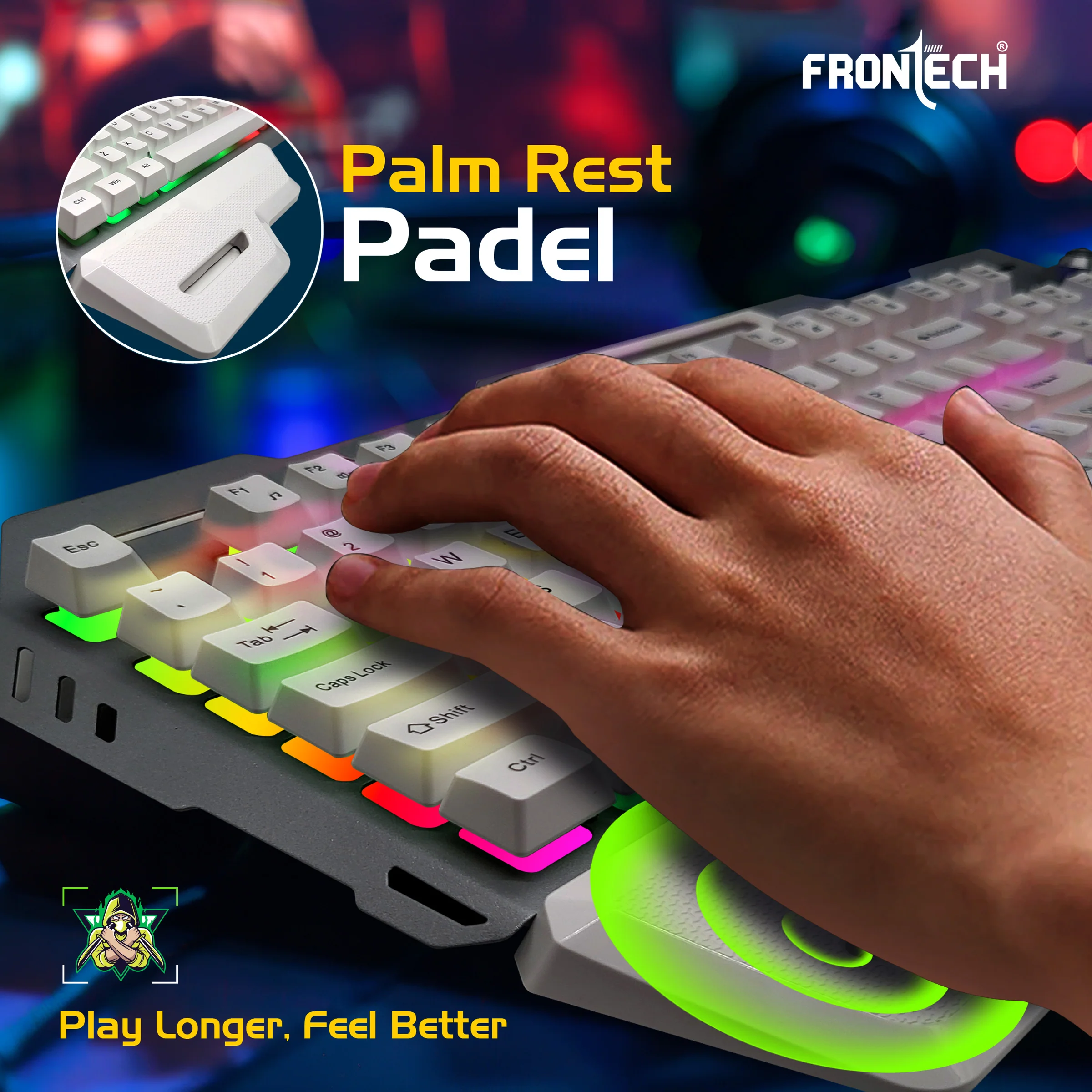 Frontech Wired RGB Backlight Gaming Keyboard| 104 Key Layout |19 Anti Ghosting Key|Volume Control|USB Plug & Play|1.5m Braided cable|1 year warranty - Image 7