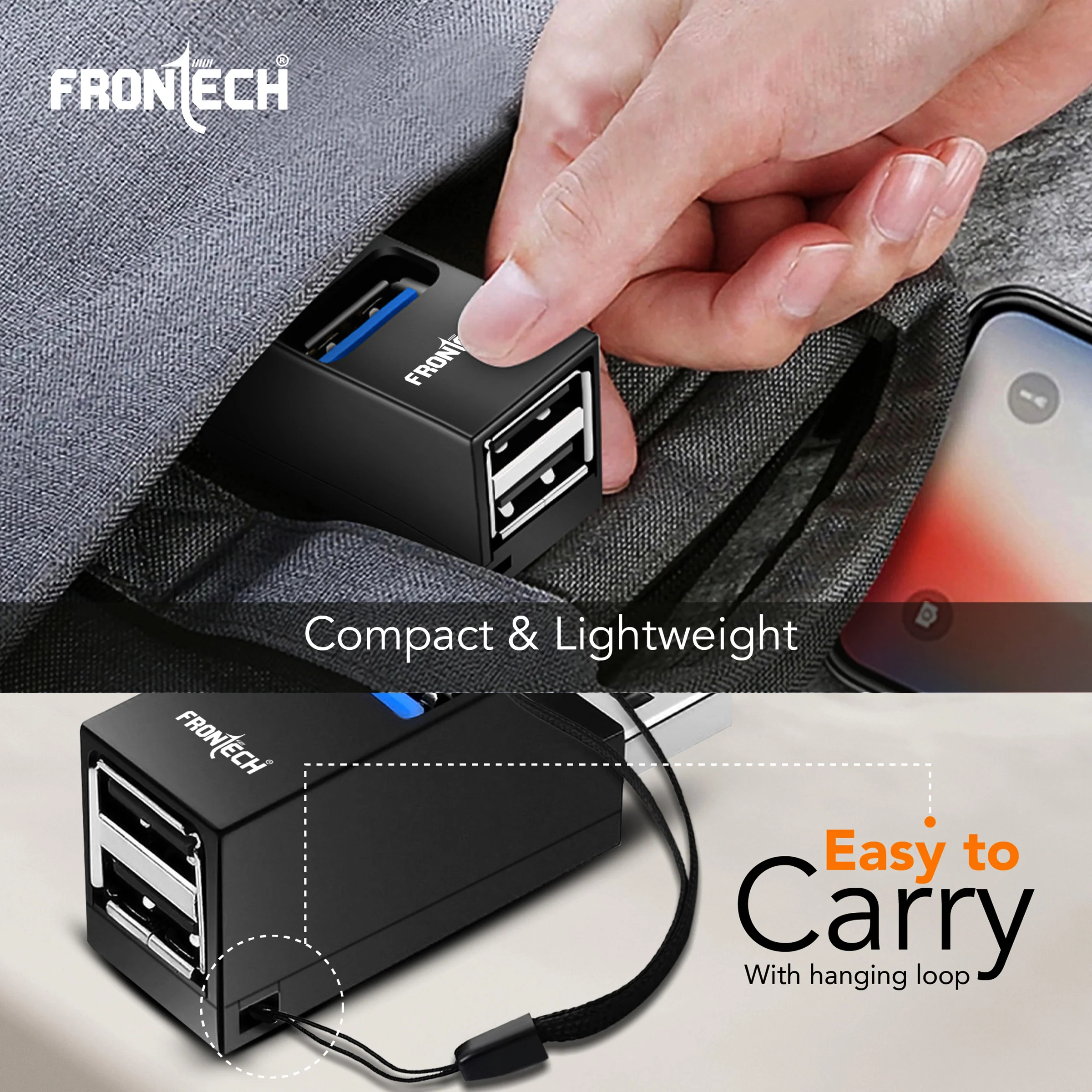 Frontech USB Hub: High-Speed USB 3.0 & 2.0 | Expand Your Ports | Blazing Fast Data Transfer & Compact Design - Image 3