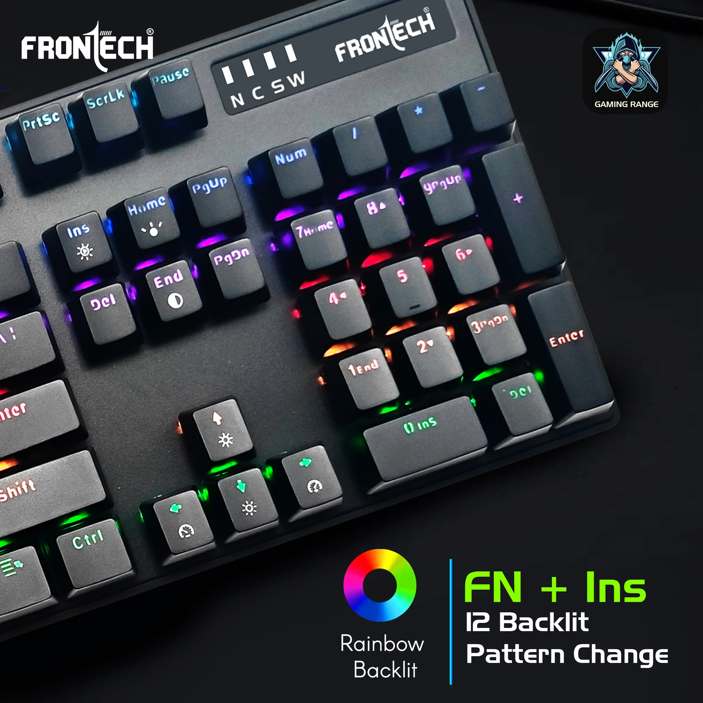 Frontech Wired Mechanical Gaming RGB Keyboard| 104 Keys Layout |USB Plug & Play| 1.6m cable| Ergonomic Design|1 Year Warranty - Image 6