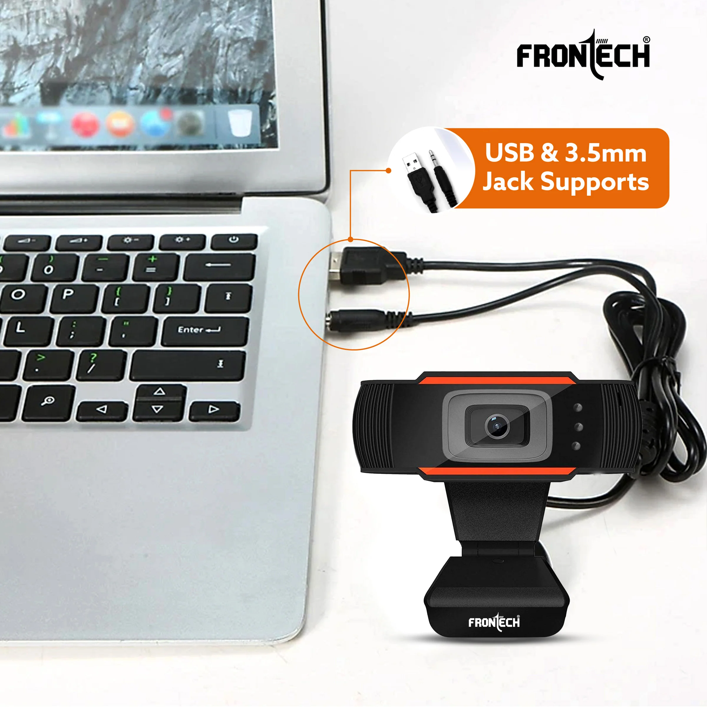 Frontech HD 720p Webcam, Driverless DSP Chip, 4X Digital Zoom - Crystal Clear Video Calls CMOS Sensor (2255) - Image 3