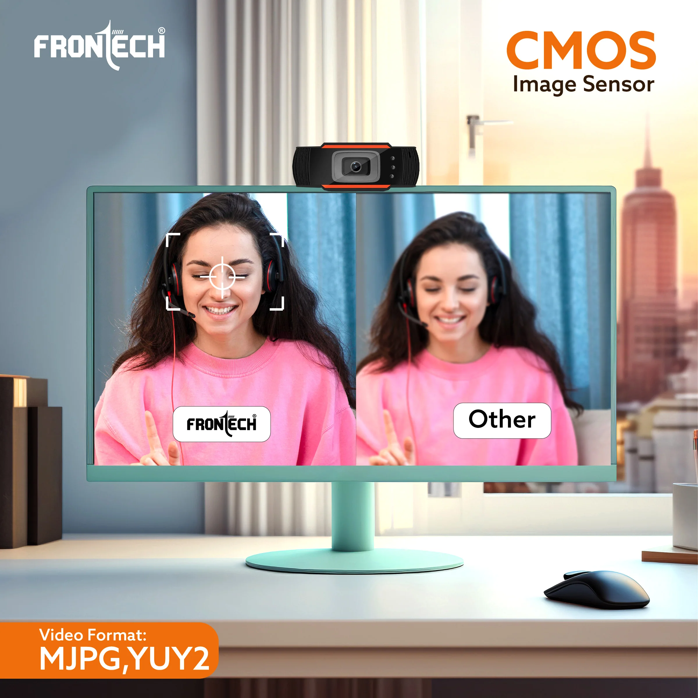 Frontech HD 720p Webcam, Driverless DSP Chip, 4X Digital Zoom - Crystal Clear Video Calls CMOS Sensor (2255) - Image 4