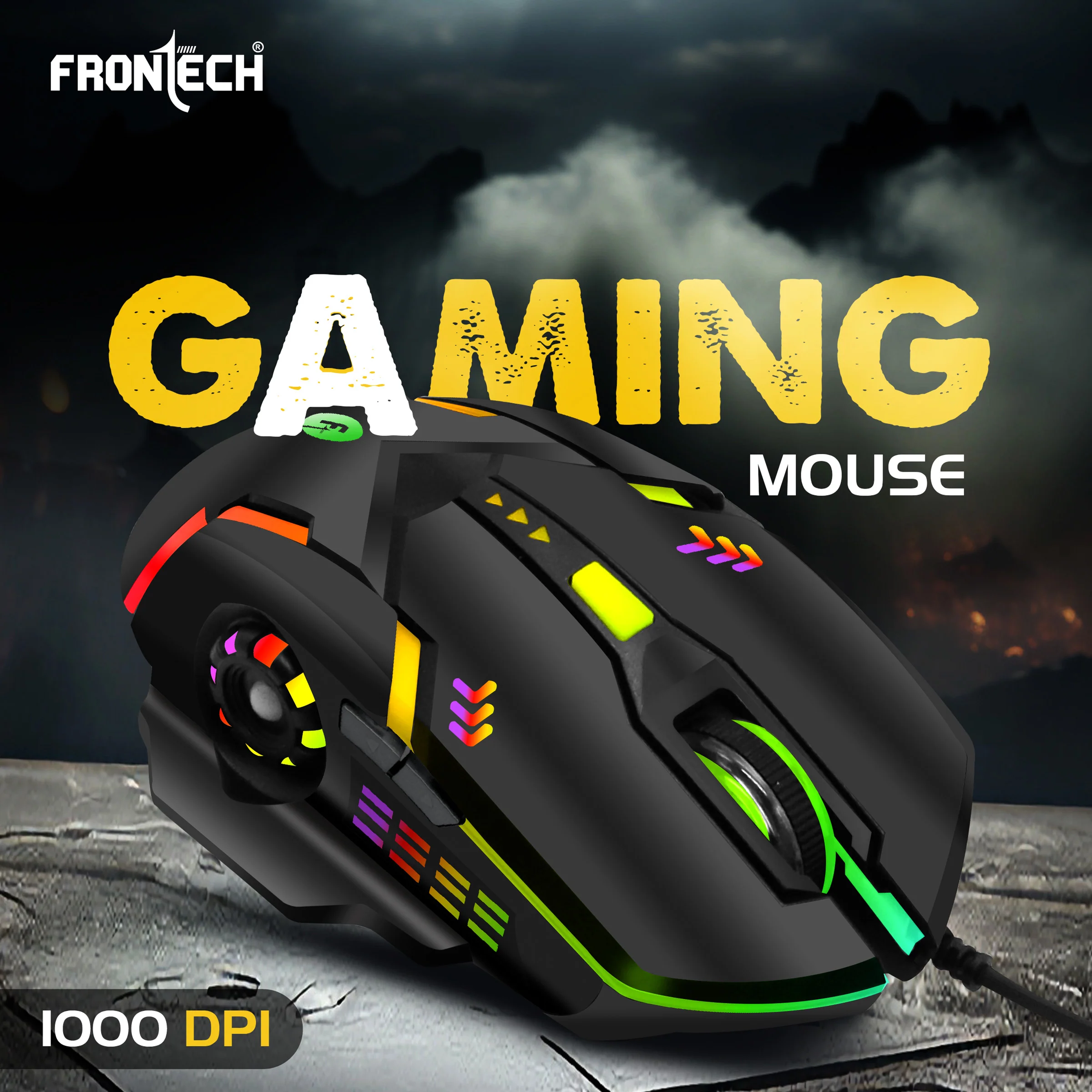 Frontech Wired RGB Backlight Gaming Keyboard & Optical Mouse Combo|104 Key Layout|USB Plug & Play|1.4m  Cable|800-1600 DPI|6 Button Mouse|1.4m Cable|1 Year Warranty - Image 4