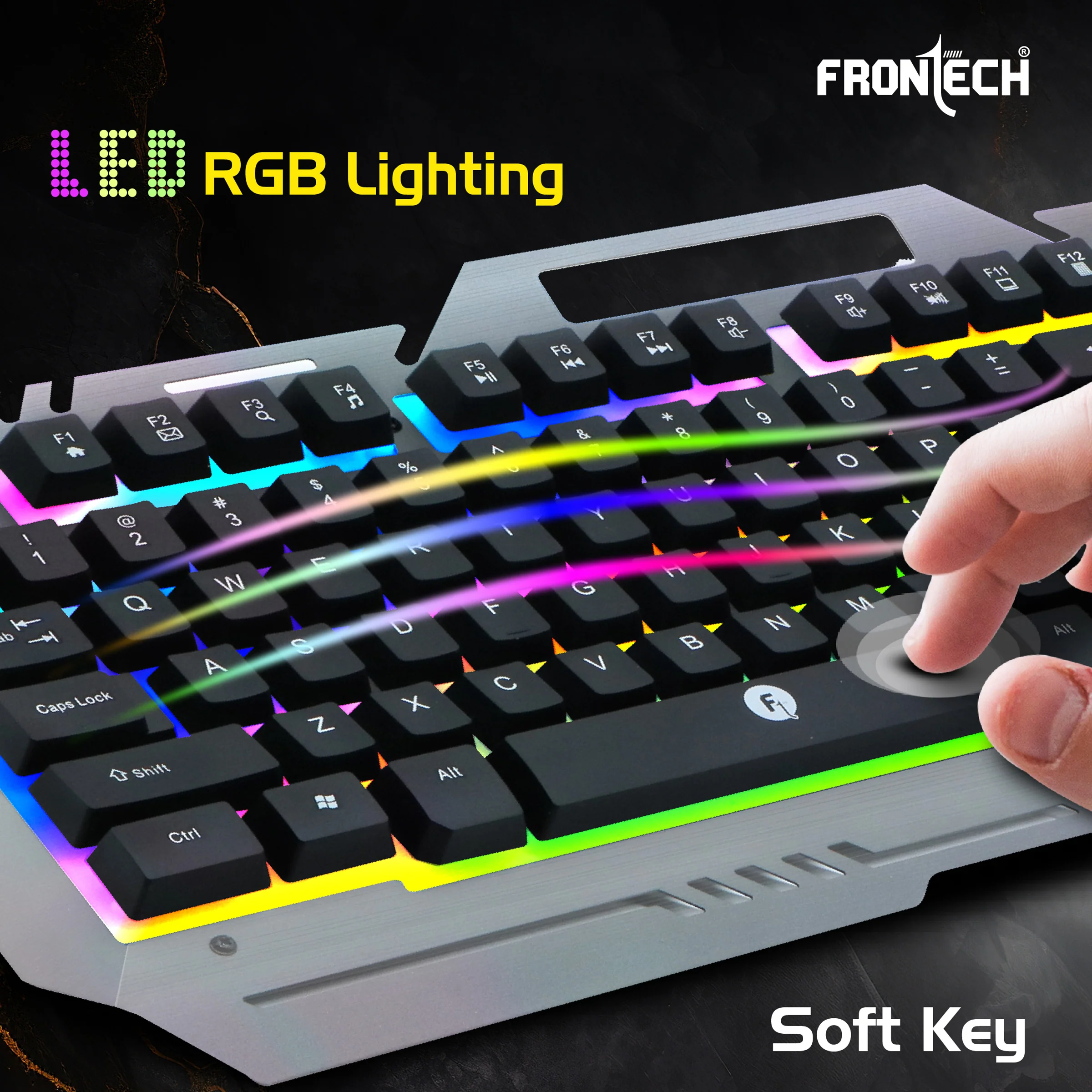 Frontech Wired RGB Backlight Gaming Keyboard & Optical Mouse Combo|104 Key Layout|USB Plug & Play|1.4m  Cable|800-1600 DPI|6 Button Mouse|1.4m Cable|1 Year Warranty - Image 5