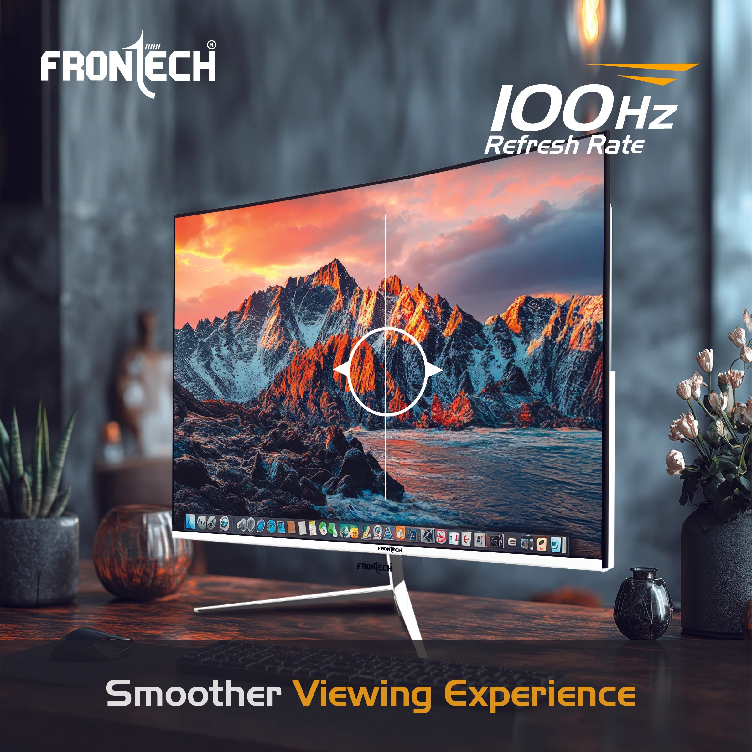 Frontech 22 inch Curved LED Monitor | 100Hz | 1920x1080 | Wall Mountable | Frameless | HDMI & VGA | 5ms Response Time | Ultima Series | 3 Years Warranty - Image 9