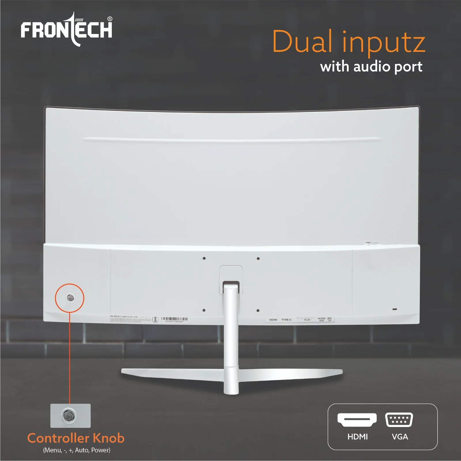 Frontech 24 inch Curved LED Monitor | 100Hz | 1920 x 1080 | Wall Mountable | Frameless | HDMI & VGA | 5ms Response Time | Ultima Series | 3 Years Warranty - Image 5