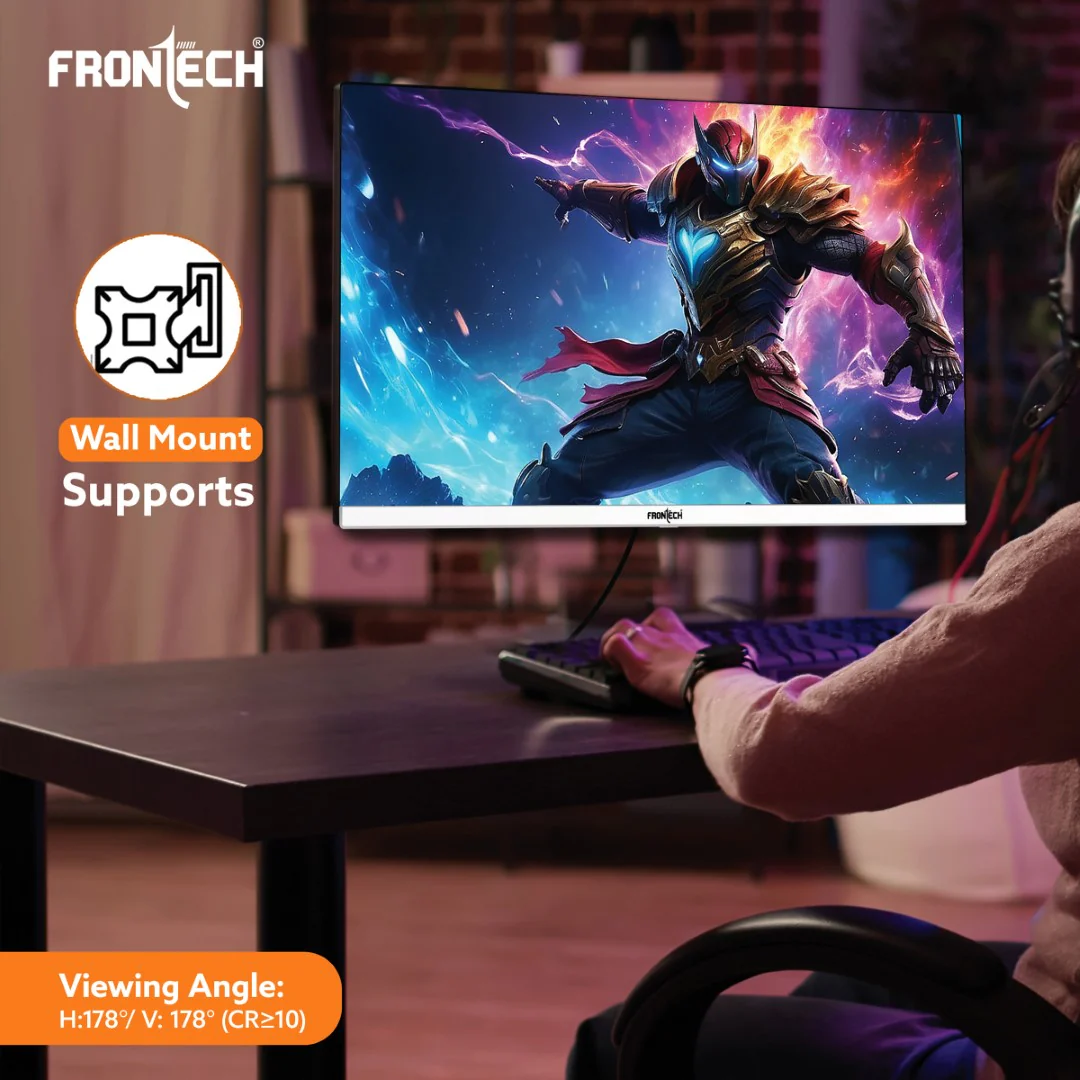 Frontech 24 inch LED Monitor | 100Hz | 1920 x 1080 | Wall Mountable | Frameless | HDMI & VGA | 12ms Response Time | Ultima Series | 3 Years Warranty - Image 5