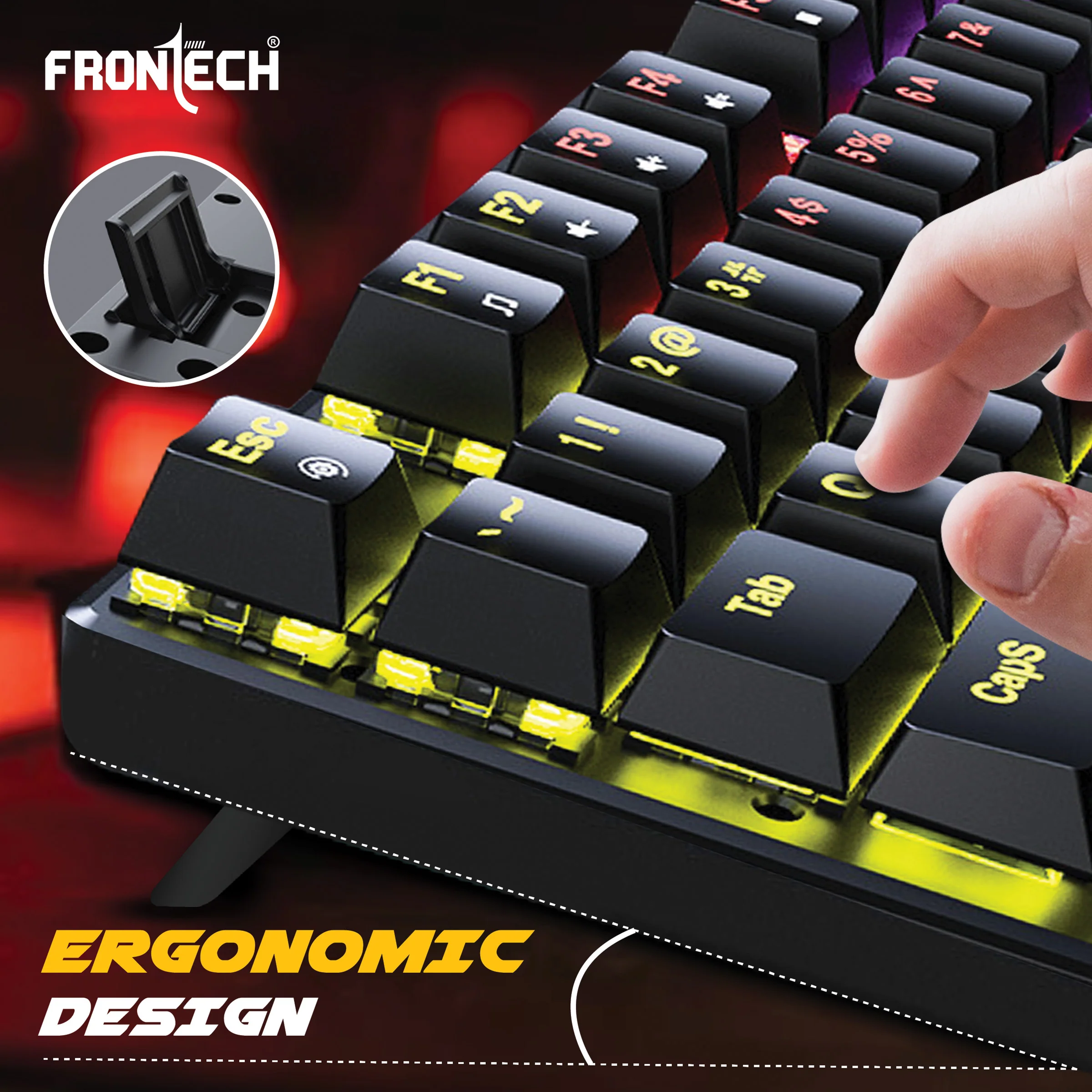Frontech Wired Gaming RGB Backlight Keyboard|87 Key Layout|USB Plug & Play|1.6m cable| Ergonomic Keyboard|1 year warranty - Image 6