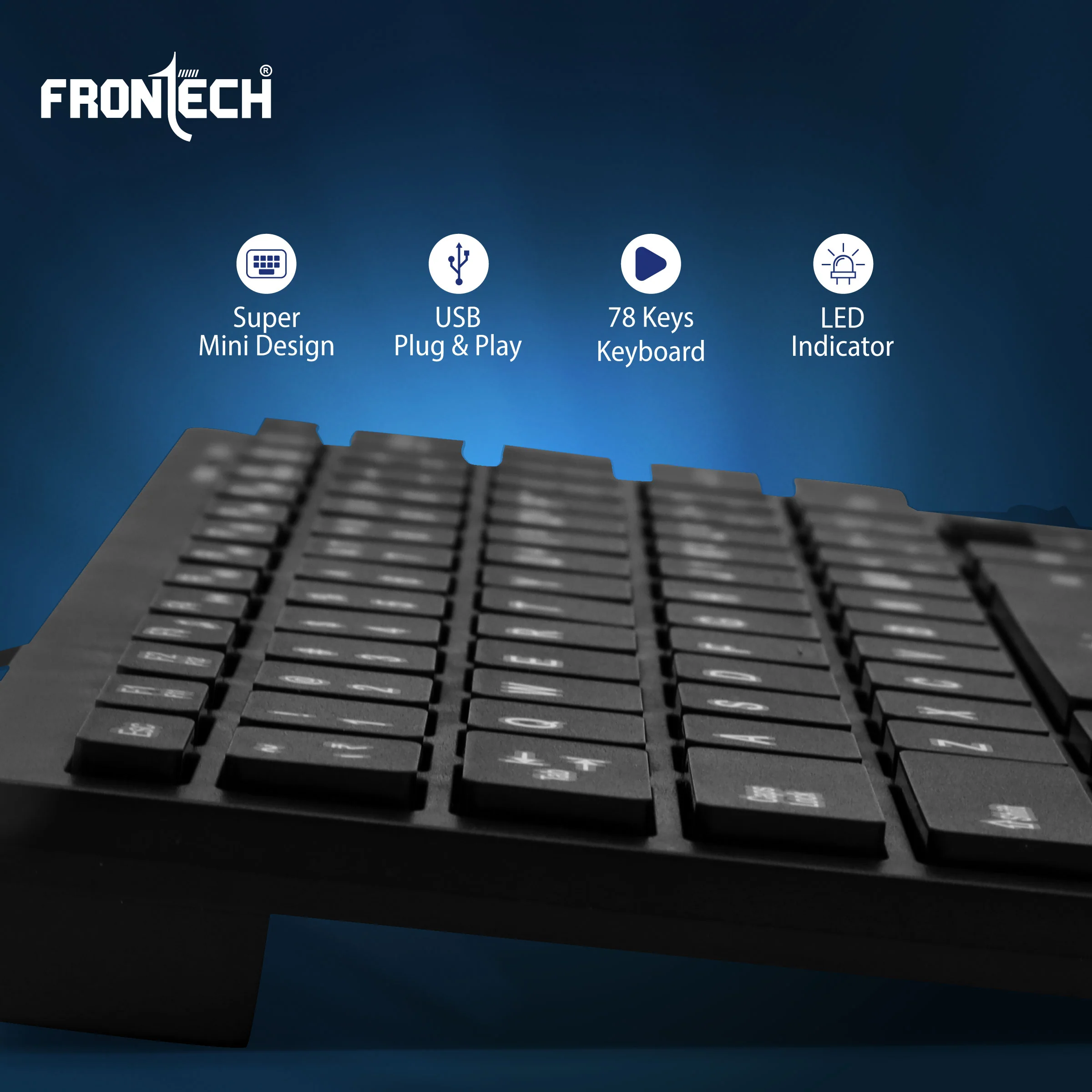 Frontech Wired Mini Keyboard |78 Standard Keys |USB Plug & Play| Ergonomic Keyboard|1 year warranty - Image 5