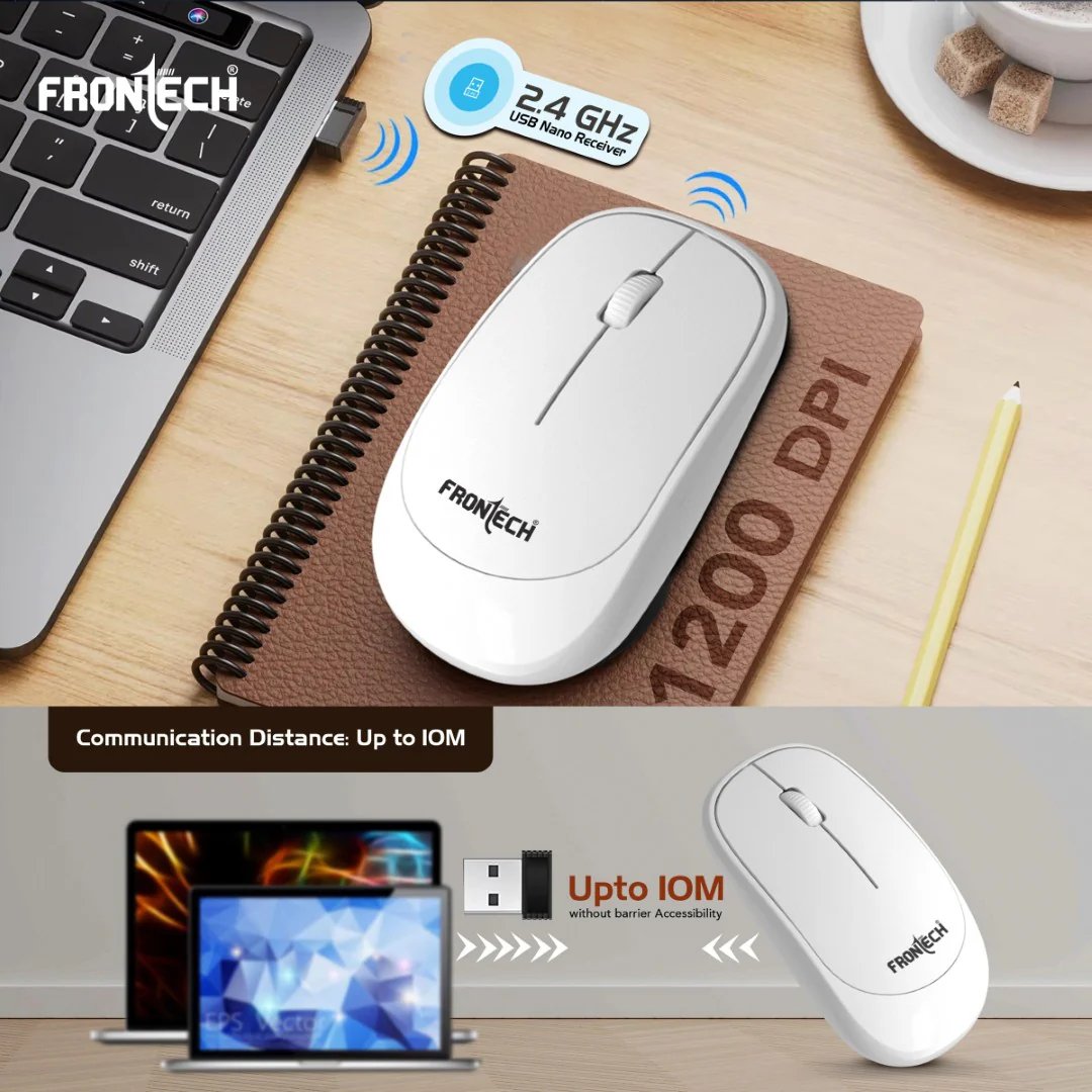 Frontech Wireless Keyboard & Mouse Combo|104 Key Layout|2.4Ghz|1200 DPI|3 button wireless mouse|1 Year Warranty - Image 3