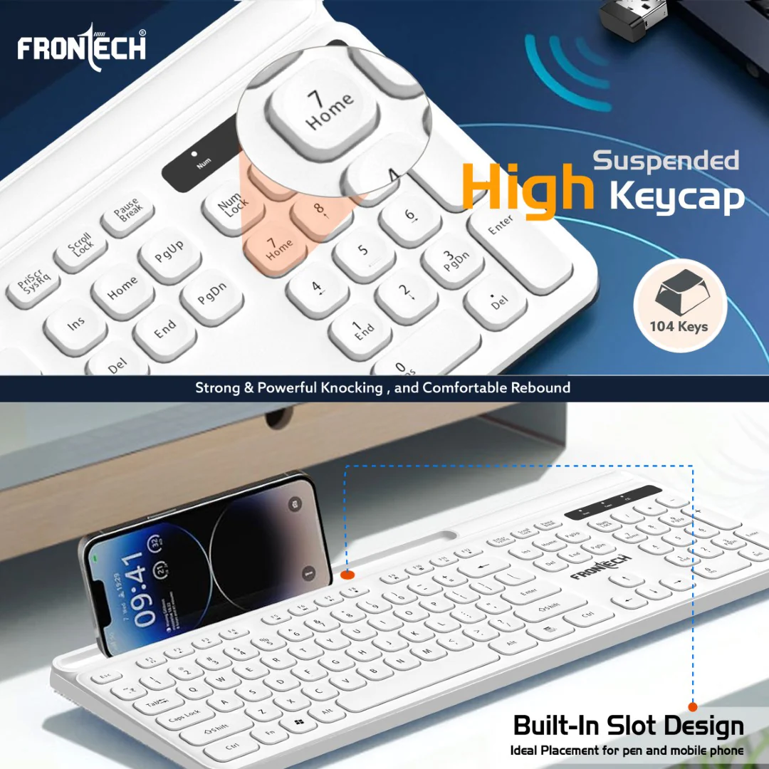 Frontech Wireless Keyboard & Mouse Combo|104 Key Layout|2.4Ghz|1200 DPI|3 button wireless mouse|1 Year Warranty - Image 4